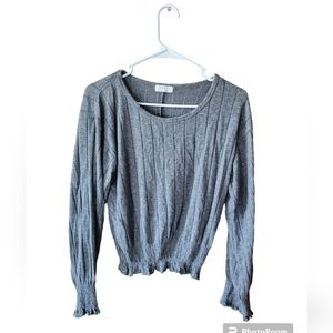 Jolie & joy boutique crop long sleeve balloon crop sweater grey loose medium